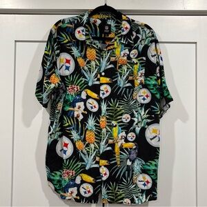 Pittsburgh Steelers NFL Hawaiian Tropical Bird Pineapple Button-up XL Shirt
